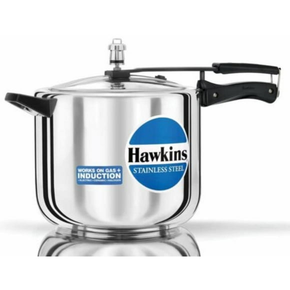 Silver Pressure Cooker 10 Liters, Stainless Steel Inner Lid Cooker, Induction Cooker - For 10 To 14 Persons