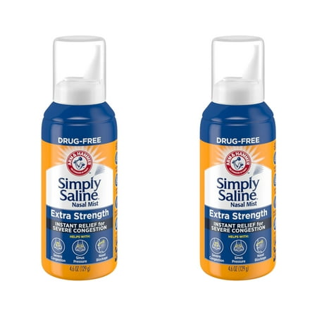 2 Pack - Simply Saline Adult Nasal Mist Extra Strength For Severe Congestion 4.6 oz Each