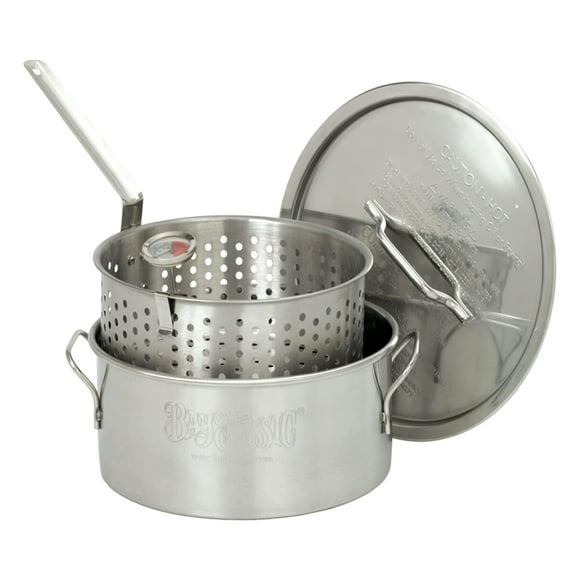 Bayou Classic 10 qt. Stainless Steel Fry Pot with Basket & Thermometer