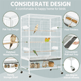 thumbnail image 6 of Alden Design 52″ H Rolling Metal Parrot Cage with 3 Perches & 4 Feeders & Extra Storage Shelf, White, 6 of 10
