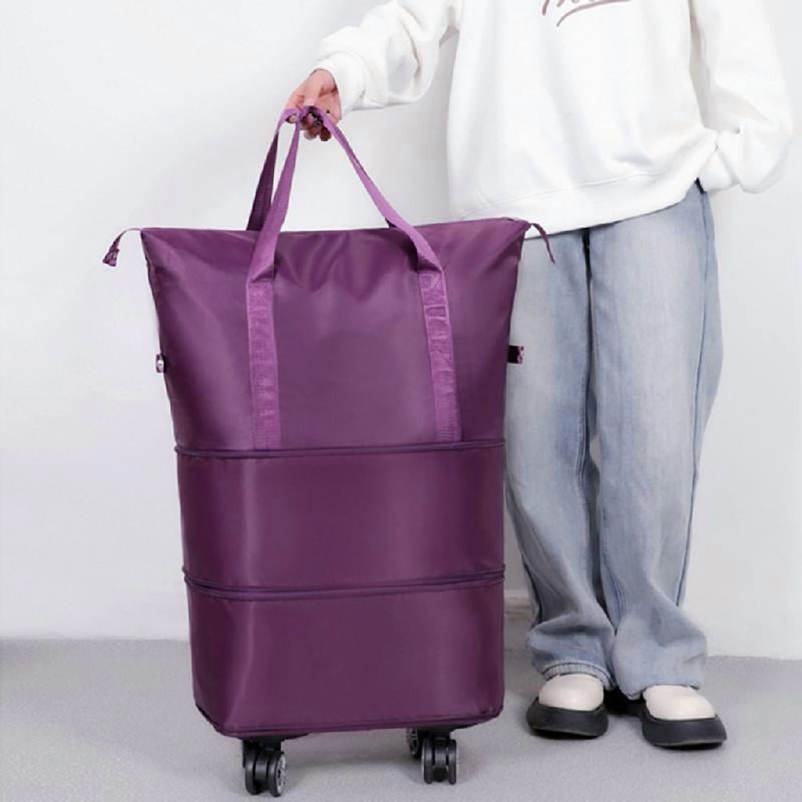 SIEYIO Expandable Large Capacity Travel Bag Wheeled Foldable Pulley Rolling Luggage Bag