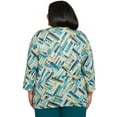 thumbnail image 2 of Alfred Dunner Womens Plus-Size Detailed V Neck Brushstroke Top, 2 of 4