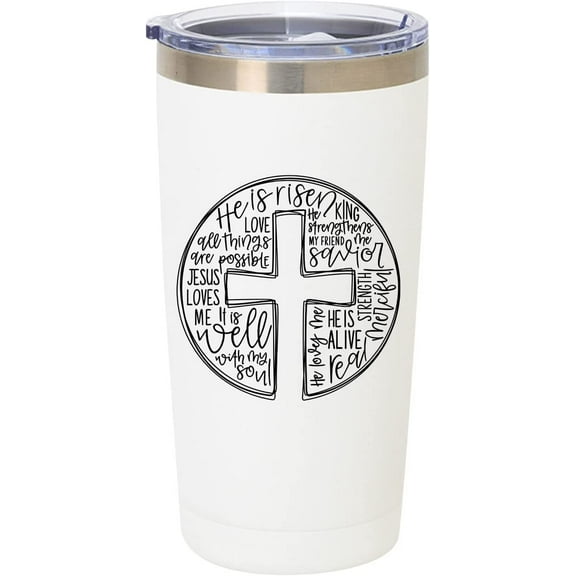 He is Risen Christian Jesus Cross Tumbler,Easter Gifts for women,Christian Gifts for Birthday,Christmas Gifts for Friends,Coworker,Mom,Sister,20oz Cup