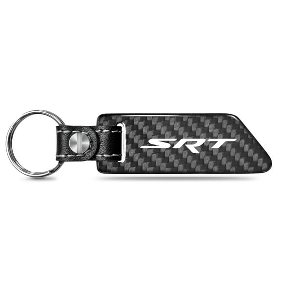 SRT Logo Real Carbon Fiber Blade Style with Black Leather Strap Key Chain