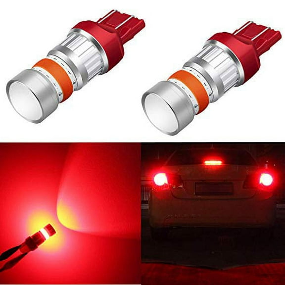 Alla Lighting 2800lm Xtreme Super Bright T20 7440 W21W 7443 Red LED Bulbs High Power COB 72-SMD LED 7444 7441 7443 Bulbs Turn Signal Lights Brake Lights Stop Light Tail Lights Replacement (Set of 2)