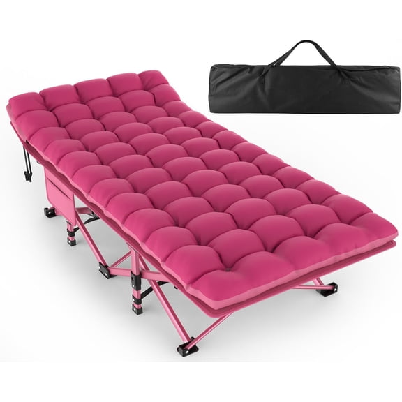 PNKKODW 28 Outdoors Folding Cot with 2 Sided Mattress - 75" x 28" Cot, 1200D Oxford with Carry Bag for Camp Travel Guest