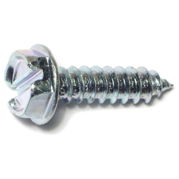 #10 x 3/4" Zinc Plated Steel Slotted Hex Washer Head Sheet Metal Screws