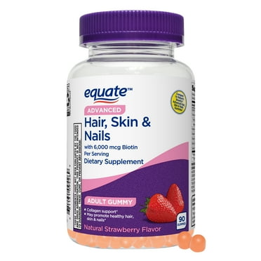 Equate Advanced Hair, Skin & Nails Gummies Dietary Supplement, 90 Count, Compare to Nature’s Bounty® Advanced Hair, Skin & Nails Gummies