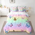 thumbnail image 2 of Castle Fairy Flying Butterfly 7pcs Bedding Comforter Set,Stars Glitter Queen Bedding Sets Super Cozy,Gradient Ombre Queen Sheet Sets,Lightweight Rainbow Room Decor,Reversible, 2 of 8