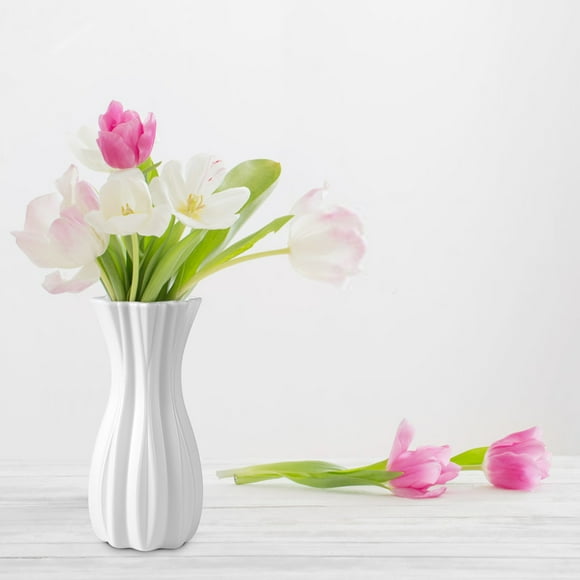 Plastic Vase, Staron 2026 Sturdy Modern Flower Vase for Home Decor, White Decorative Vase for Pampas Flowers Bouquet Centerpiece Shelf Weddings
