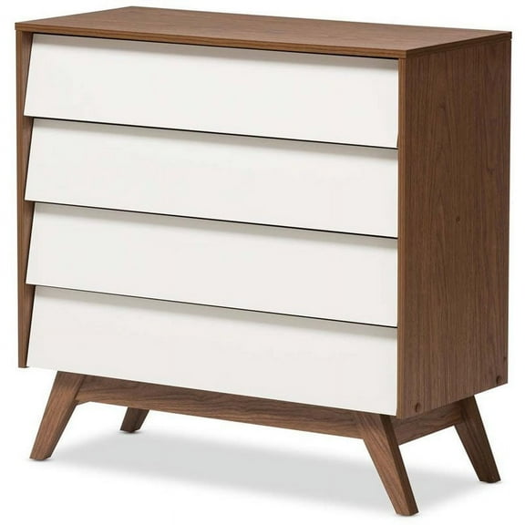 Allora 4 Drawer Chest in White and Walnut Brown