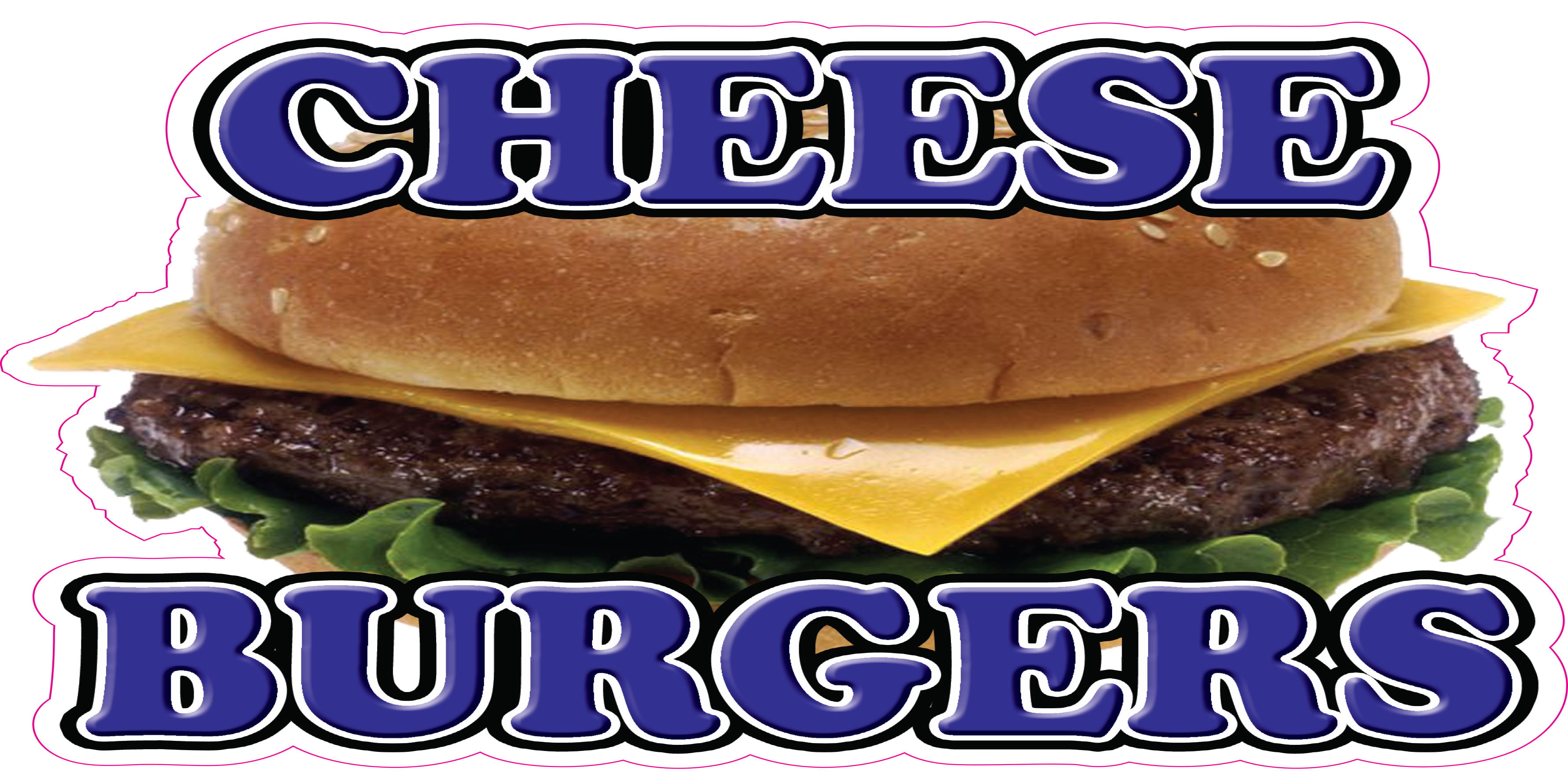 Burgers Cheeseburger Delux Cheese Concession Food Truck Vinyl Sticker Menu Decal 