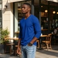 thumbnail image 5 of IAJDKMEK Men's V-Neck Long Sleeve Sweatshirt - Loose Casual Pullover, Sporty Top for Gym, Running, and Active Lifestyle,Royal Blue L, 5 of 7