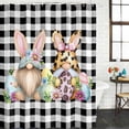 thumbnail image 2 of Easter Gnomes Shower Curtain, Waterproof Shower Curtains for Bathroom, Eggs Rabbit Ears Spring Daisy Buffalo Plaid Washable Fabric Bathtub Curtain Set Bath Decor with 12 Hooks 48"x72", 2 of 8