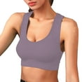 thumbnail image 2 of Sports Bras for Women, Comdrip Women's Color Blocked Back Hollow Vest Gathering Yoga Running Sports Bra High Impact Sports Bras for Women Purple1 XL, 2 of 3