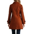 thumbnail image 3 of Abrigo de invierno para mujer con cuello Peter Pan, trench y abrigo de guisante en marrón y rojo, 3 of 6