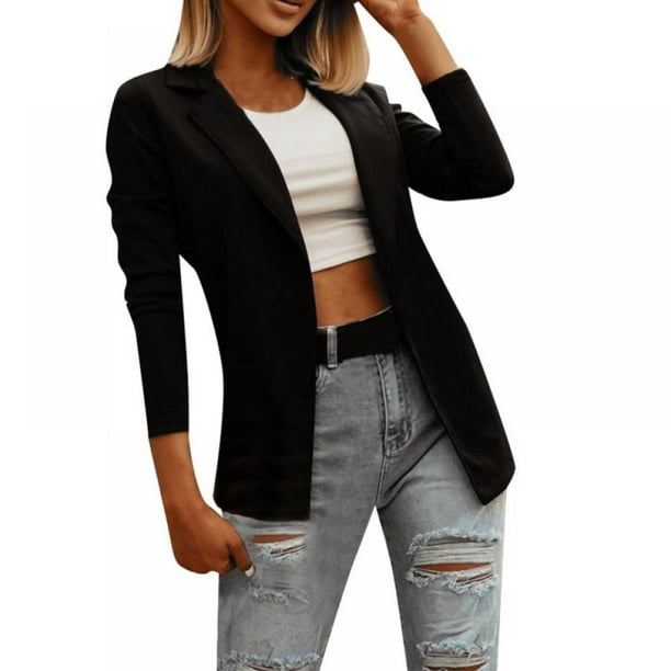 Cocloth - Cocloth Lapel Solid Suits Blazer Coats Office Lady Work Long ...