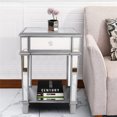 thumbnail image 3 of Wisfor 2 Tier Luxury Silver Mirrored Side Table Nightstand with Drawer Sofa Side Bedside, 3 of 8