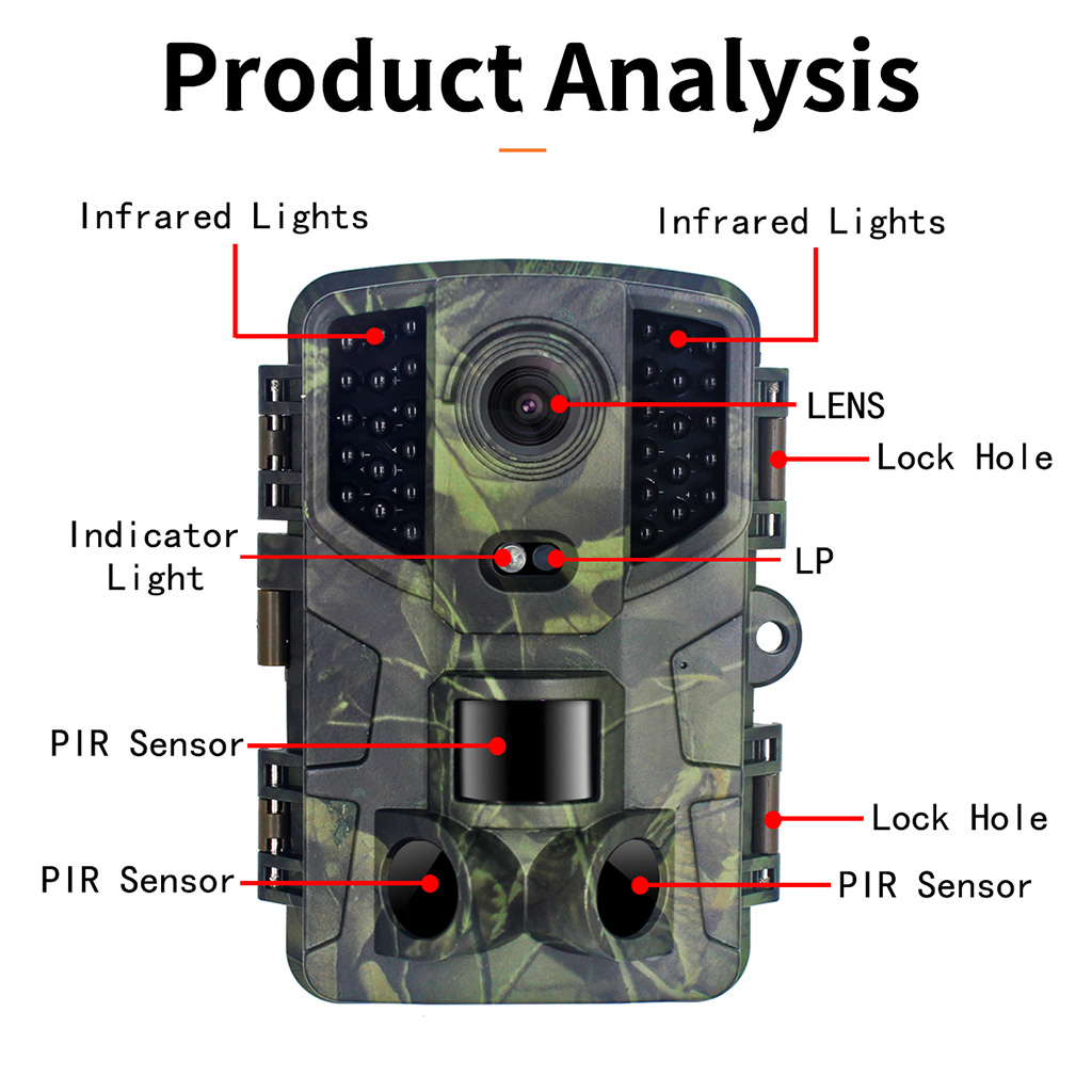 VHUNT 20MP Hunting Trail Monitor, 1080P Infrared Camera, 120° Wide Angle, IP66 Waterproof