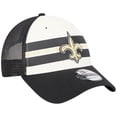 thumbnail image 3 of Men's New Era Cream/Black New Orleans Saints Team Stripe Trucker 9FORTY Snapback Hat, 3 of 6