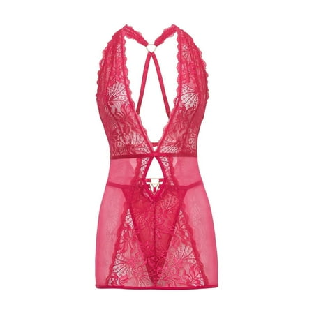 Oh La La Cheri Armani Lace Babydoll & Panty Set 70-11520 Color: Pink Size: L-XL