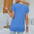 thumbnail image 5 of Besolor Summer Tunic Tops for Women V Neck Lace Short Sleeve Shirts Casual Solid Color Going out Dressy Blouse Tee, 5 of 8