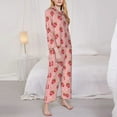thumbnail image 3 of Lsque Strawberries Pattern Long Sleeve Pajama Set for Women - Soft 2-Piece Sleepwear and Loungewear Set with Pockets, Comfy Nightwear-Medium, 3 of 7