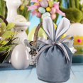 thumbnail image 2 of WMGHA Velvet Easter Bunny Ear Drawstring Bags - 1-Pack Party Favor Pouches for Egg Hunt Candy, Holiday Gift Baskets, Velour Goodie Bags with Metallic Accent, 2 of 4