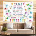 thumbnail image 1 of shiyou-Colorful Inspirational Quotes Wall Hanging for Classroom Study Decor, Motivational Lettering Positive Saying Handprints Kids Tapestry for Playroom Nursery Tapestries for Boys and Girls Room, 1 of 1