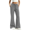 thumbnail image 5 of Kvture Womens Casual Loose Drawstring Elastic Waist Wide Leg Lounge Pants Lightweight Baggy Sweatpants Joggers with Pocket Gray Pant L, 5 of 7