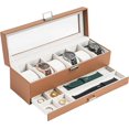 thumbnail image 1 of ProCase Caja para Reloj de 6 Ranuras con Cajón, Estuche Organizador de Relojes de 2 Capas con Tapa Vidrio Armario Almacenamiento Porta Reloj para Hombres y Mujeres (Caqui), 1 of 14