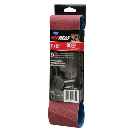

Norton 3 x 21 Redheat Ceramic Sanding Belt 80 Grit