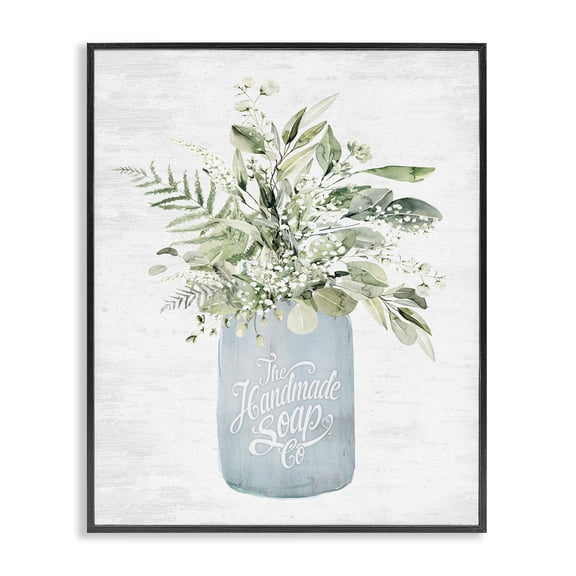 Stupell Industries Antique Handmade Bath Soap Black Framed Giclee Art design by Lettered and Lined, 14 x 11
