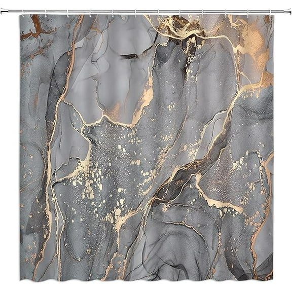 Gray Marble Shower Curtain Luxury Watercolor Texture Mix Color Cloud Gray Abstract Modern Ink Art Fabric Bathroom Decor Curtains Set Include Hooks 54"W x 72"L (Pack of 1)