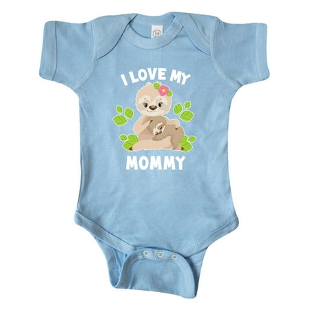 

Inktastic Cute Sloth I Love My Mommy with Green Leaves Gift Baby Boy or Baby Girl Bodysuit