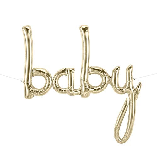 1pc Baby Balloon Gender Reveal Balloon oh Baby Script Balloon for Baby Shower Decorations Baby Boy Baby Girl Balloon (White Gold)