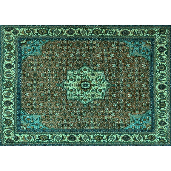 Ahgly Company Indoor Rectangle Persian Turquoise Blue Traditional Area Rugs, 4' x 6'