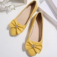 thumbnail image 5 of Miluxas Women's Ballet Flat Shoes Bowknot Flats Round Toe Wedding Flats Yellow 9.5(43), 5 of 7