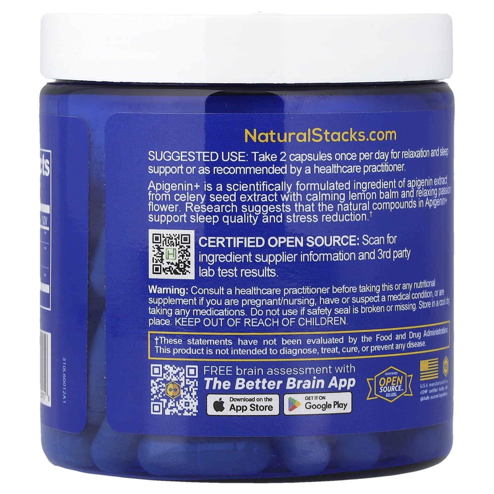 Natural Stacks Apigenin+, 120 Vegan Capsules