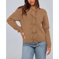 thumbnail image 4 of BTFBM Bow Cropped Cardigan Sweaters for Women Fall Winter Open Front Sweater Long Sleeve Button Fashion Spring Clothes, 4 of 10