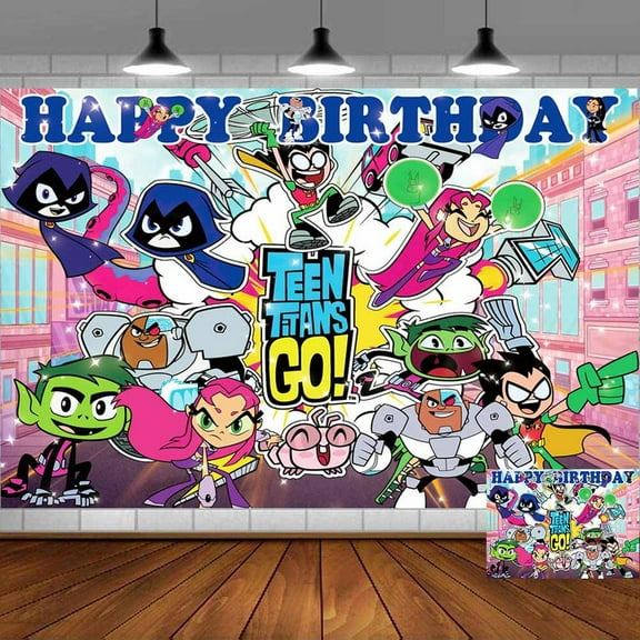 Teen titans go Backdrop Banner Party Supplies Poster Movie Theme Background for Photography Birthday Decorations