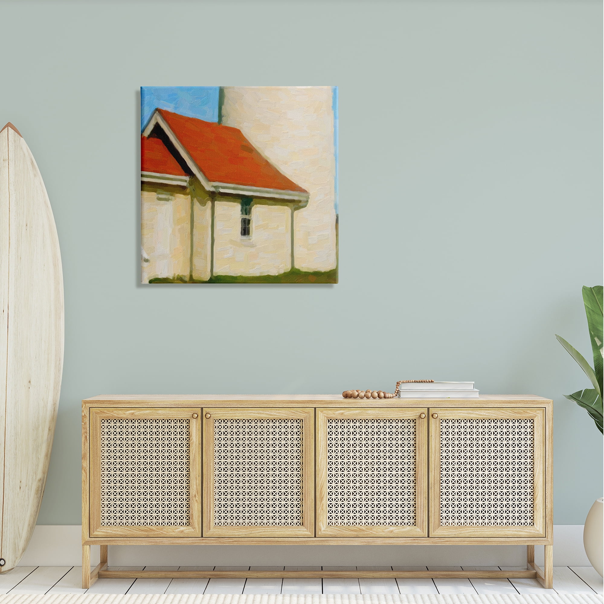 Stupell Industries Close Up Ocean Lighthouse Coastal Building Architecture Painting Gallery Wrapped Canvas Print Wall Art, Design by Graffitee Studios