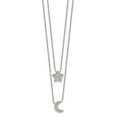 thumbnail image 3 of Auriga Fine Jewelry 925 Sterling Silver RH-plated Polished CZ Moon and Star Double Strand Necklace for Women 16", 3 of 6