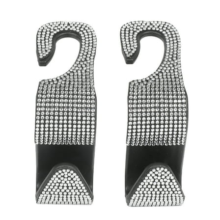 Auto Drive, Bling Rhinestone Headrest Hooks, 2 pack, Silver, Universal for Cars, Trucks, Van's, and SUV's