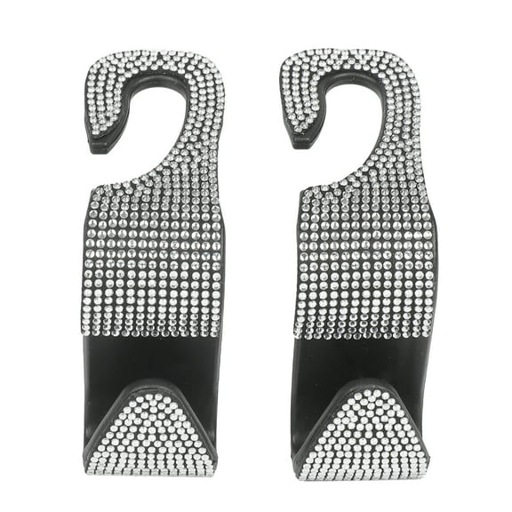 Auto Drive, Bling Rhinestone Headrest Hooks, 2 pack, Silver, Universal for Cars, Trucks, Van's, and SUV's