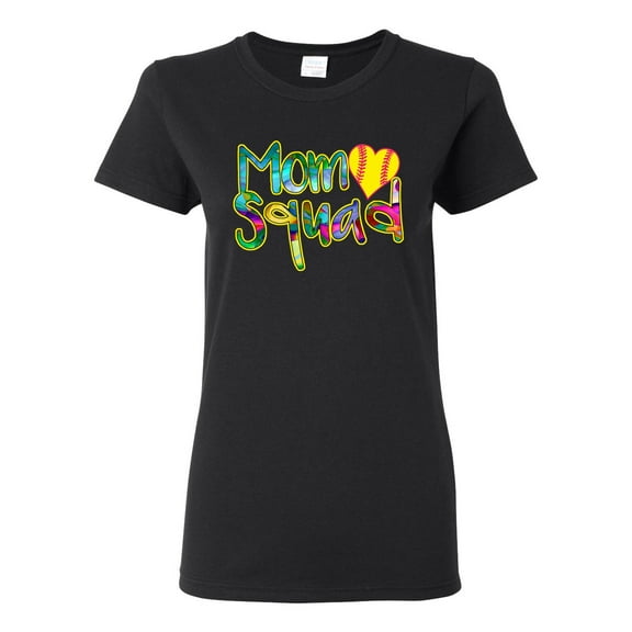 Wild Bobby, Colorful Tennis Mom Squad, Sports, Women Graphic Tee, Black, Small