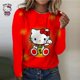 thumbnail image 1 of Camiseta de manga larga con estampado de flores para mujer, ropa básica de cuello redondo, informal, vacaciones, fin de semana, dulce, Primavera, 1 of 4