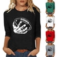 thumbnail image 1 of QATAINLAV T-Shirts Graphiques de Rugby pour Femmes Jour de Match 2025 Été Manches 3/4 Hauts Coupe Ample Décontractés Col Rond Blouses Tenues de Vacances 50 pour Cent de Rabais Ventes Aujourd'hui Vert TG, 1 of 5