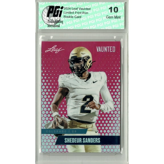 PGI 10 Only 10 Made Shedeur Sanders 2024 Leaf Vaunted Metal #VM-16 Pink Rookie Card
