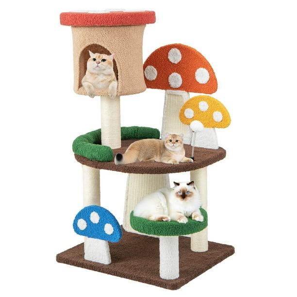 Torre de Árbol para Gatos Costway Centro de Actividades 104 cm con Forma de Hongo